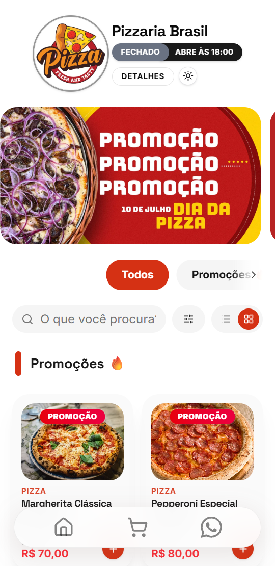 Tela do Cardápio Digital 1